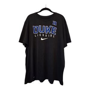 The Nike Tee Dri Fit DUKE Lacrosse Shirt Mens XL Black Athletic‎ Short Sleeve